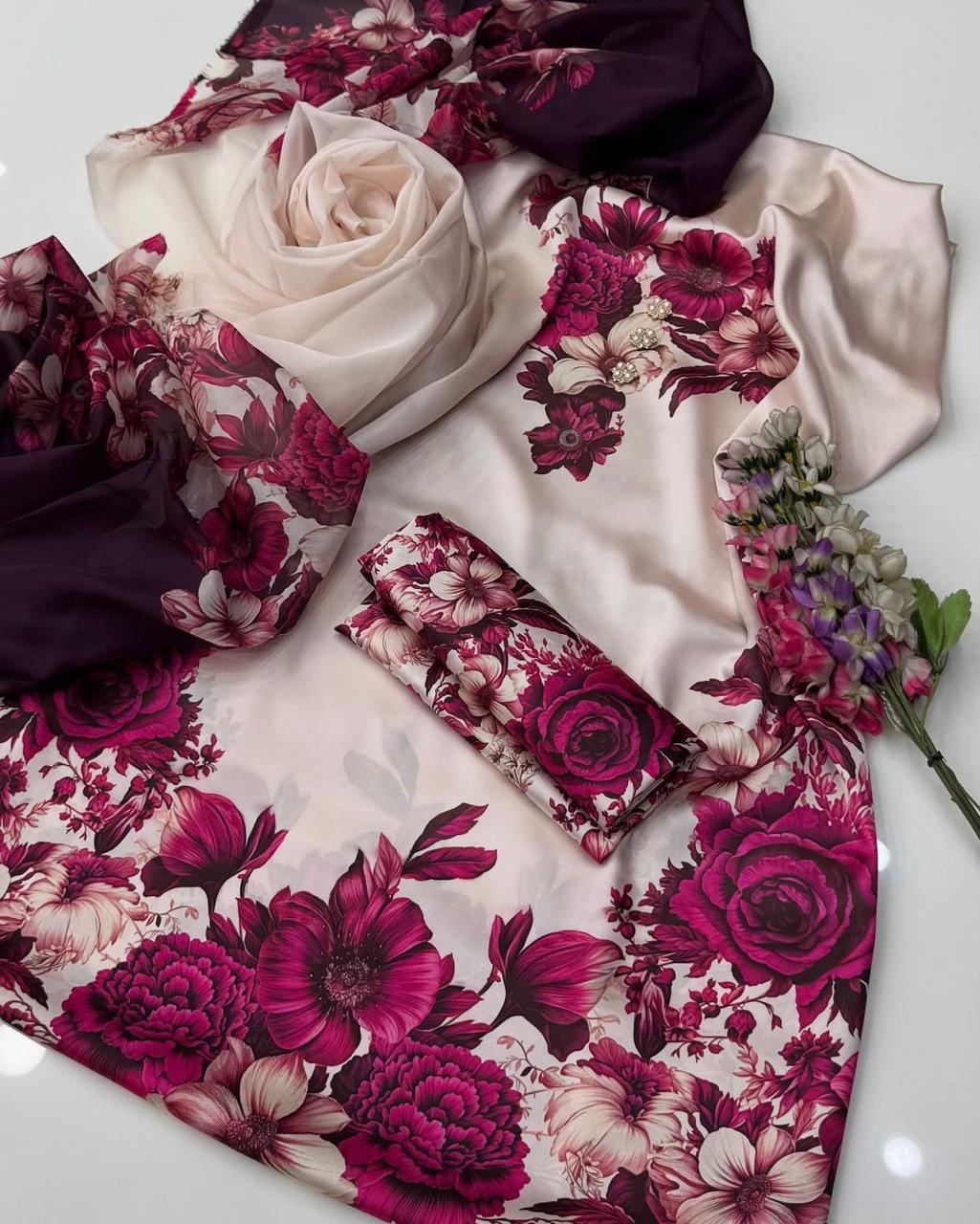 FLORAL DIGITAL PRINT SILK - BIN NUREZA
