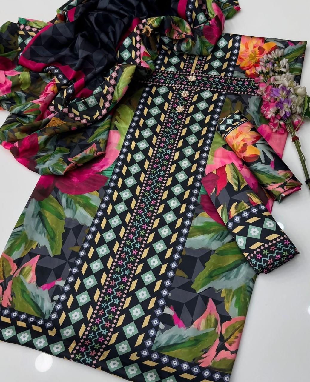 FLORAL DIGITAL PRINT SILK - BIN NUREZA