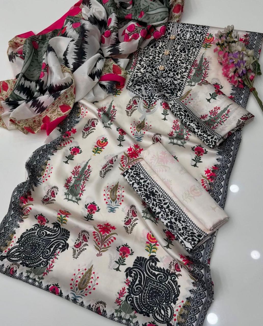 FLORAL DIGITAL PRINT SILK - BIN NUREZA
