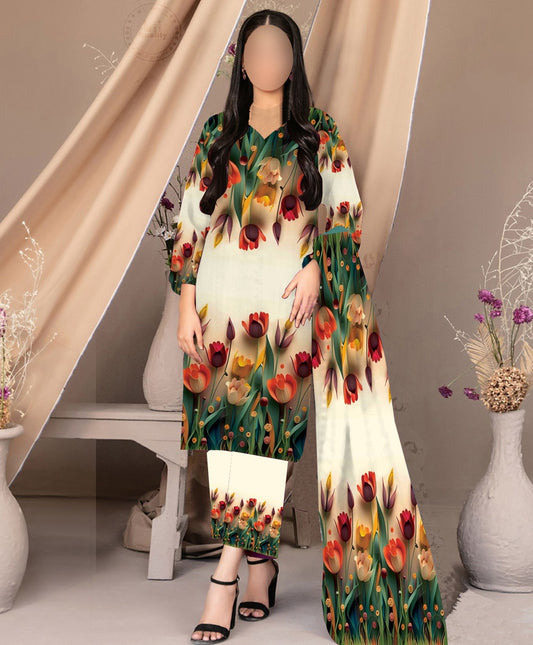 FLORAL DIGITAL PRINT SILK - BIN NUREZA