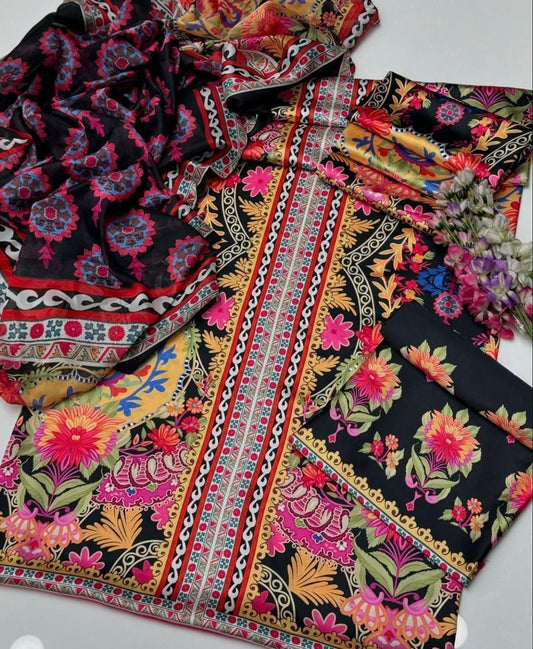 FLORAL DIGITAL PRINT SILK - BIN NUREZA