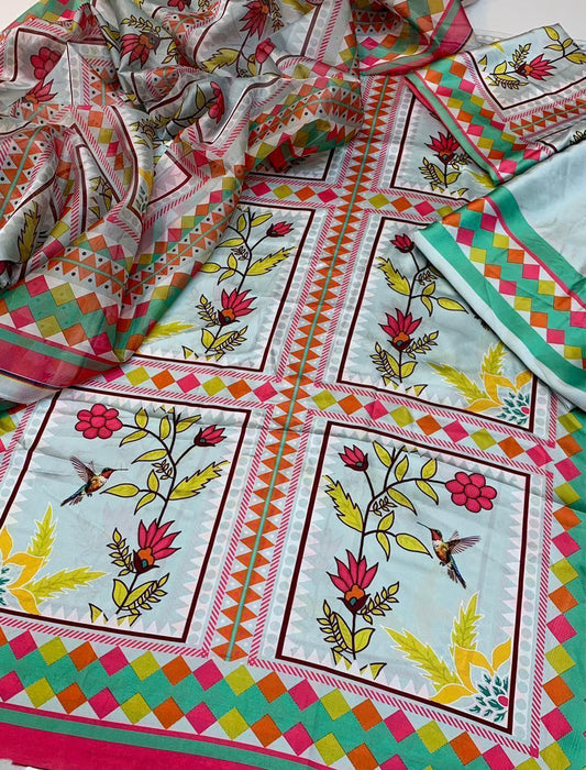 FLORAL DIGITAL PRINT SILK - BIN NUREZA