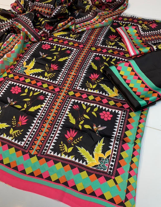 FLORAL DIGITAL PRINT SILK - BIN NUREZA