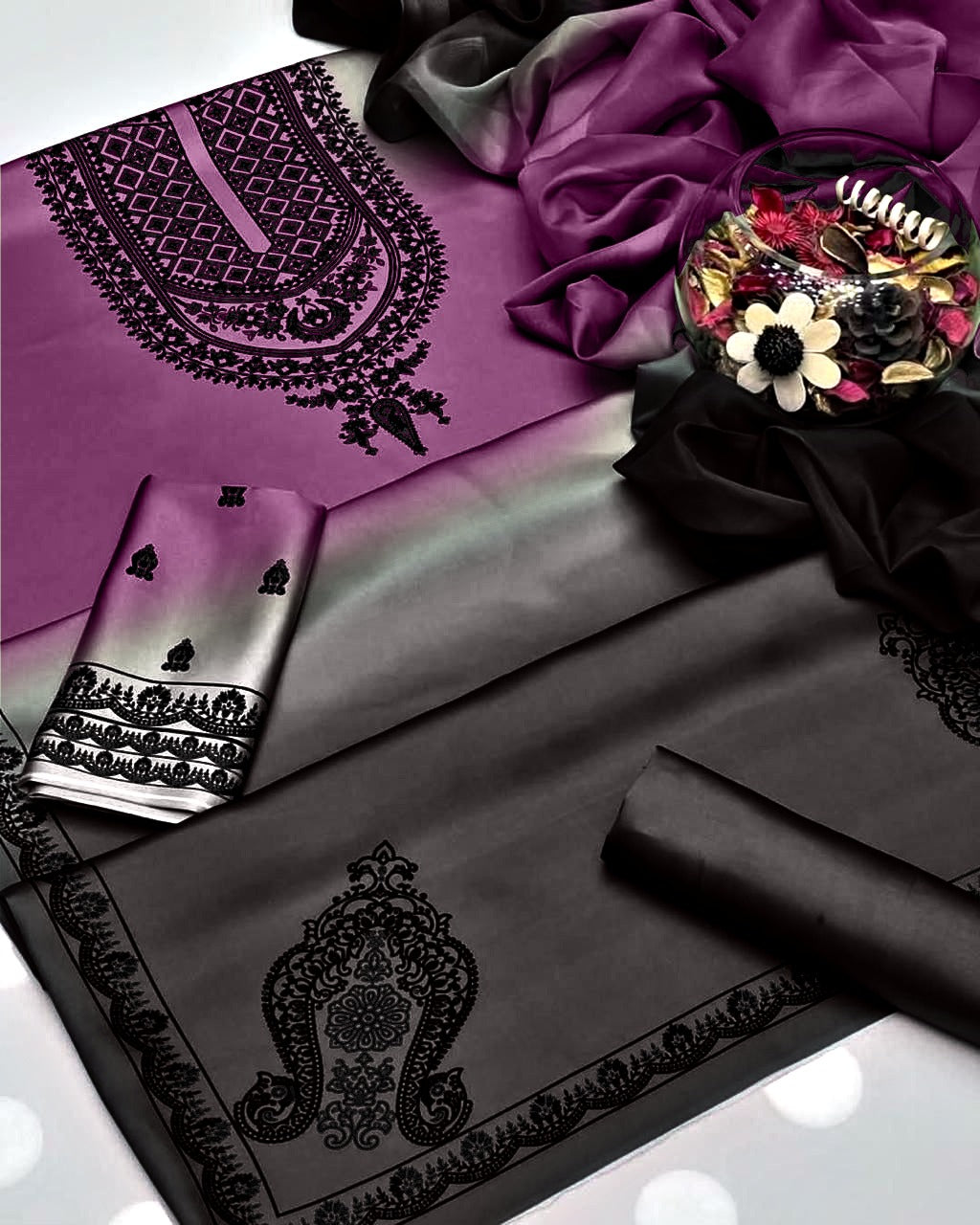 FLORAL DIGITAL PRINT SILK - BIN NUREZA