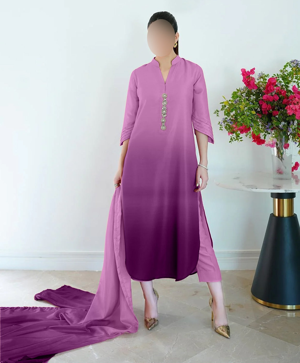 FLORAL DIGITAL PRINT SILK - BIN NUREZA