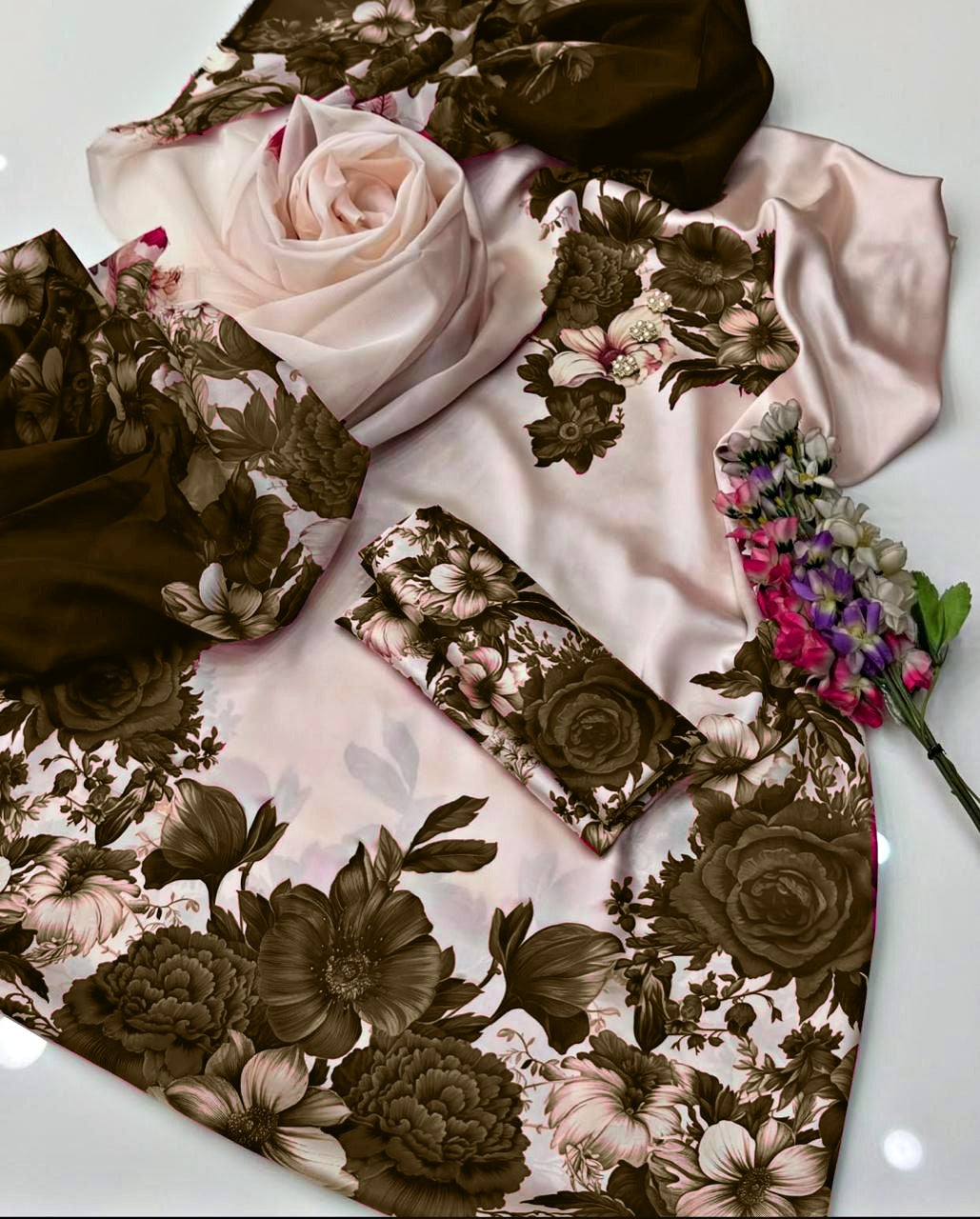 FLORAL DIGITAL PRINT SILK - BIN NUREZA